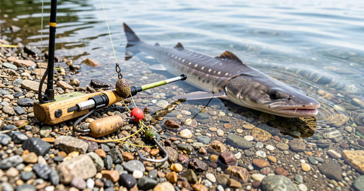 Montage carpe pour la pêche esturgeon en plan d'eau privé, plomb et bas de ligne
