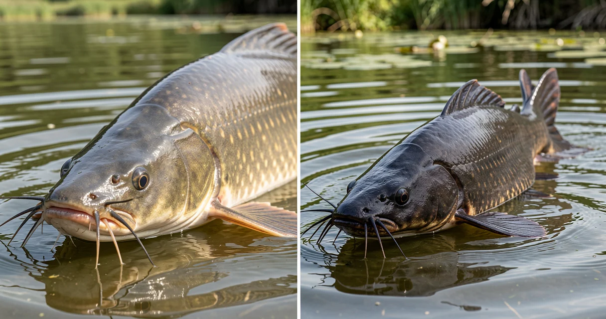 Silure ou poisson-chat : barbillons et nageoires comparés en gros plan