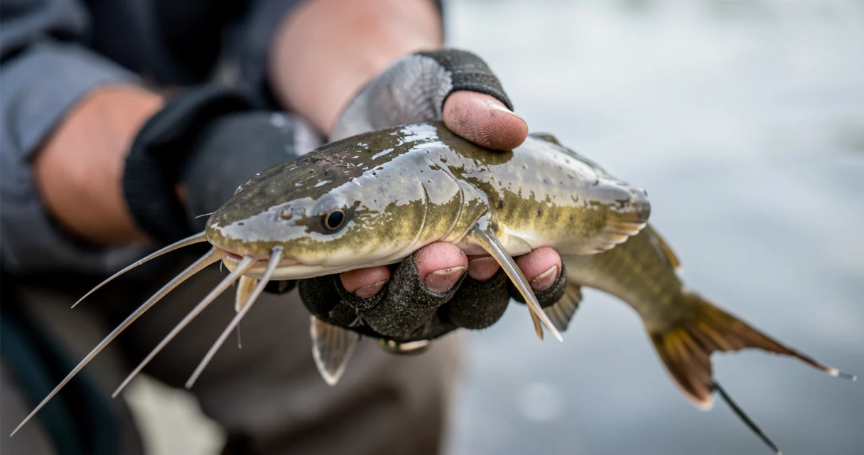 Gros plan des barbillons du silure pour le distinguer du poisson-chat